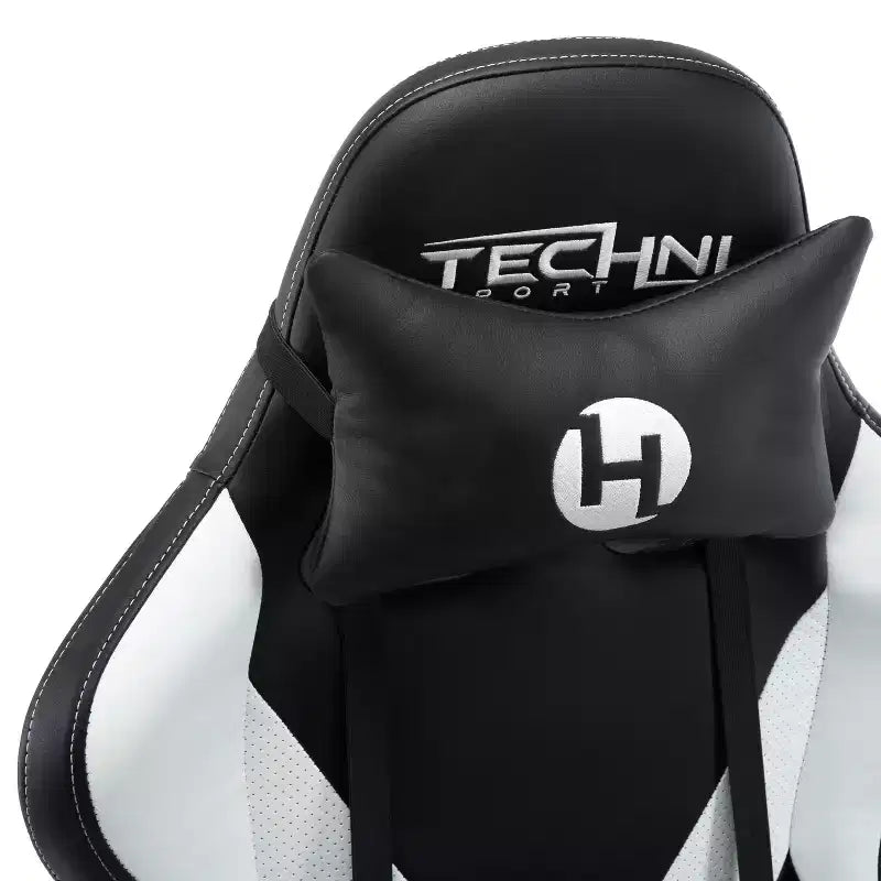 Silla de gaming ergonómica ajustable TUYOHW, silla de oficina giratoria 360° con almohadas para cabeza y lumbares, silla reclinable 90-150 para oficina y hogar, 113 kg máx., blanca