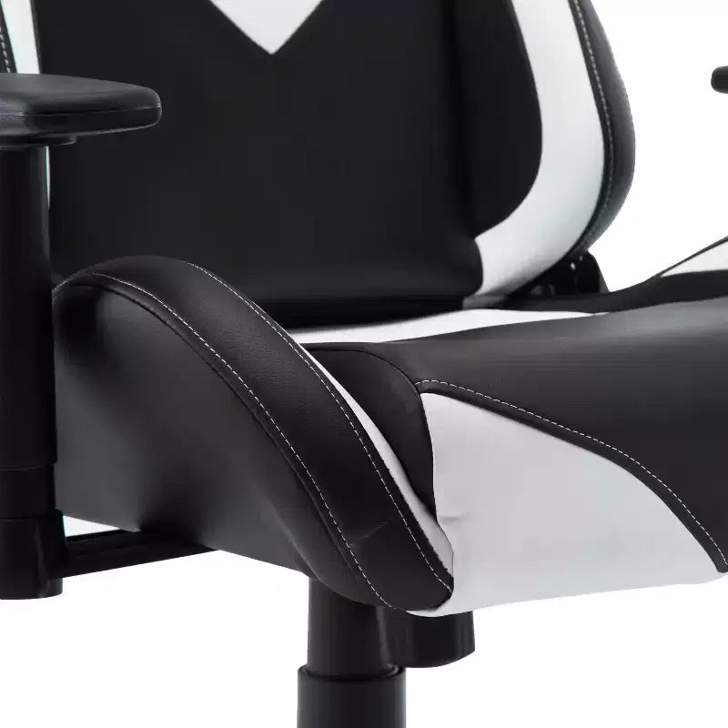 Silla de gaming ergonómica ajustable TUYOHW, silla de oficina giratoria 360° con almohadas para cabeza y lumbares, silla reclinable 90-150 para oficina y hogar, 113 kg máx., blanca