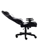 Silla de gaming ergonómica ajustable TUYOHW, silla de oficina giratoria 360° con almohadas para cabeza y lumbares, silla reclinable 90-150 para oficina y hogar, 113 kg máx., blanca
