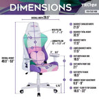 Sillas de juego Kawaii para PC TUYOHW con altura ajustable, almohada lumbar para cabeza y corazón, silla giratoria 360° para hogar y oficina, 113 kg máx., rosa/verde/morado/blanco