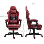 TUYOHW Silla Gaming Giratoria 360° Sillas de Oficina con Respaldo Reclinable, Altura de Asiento y Reposapiés Ajustables, Silla Ergonómica para Videojuegos de Oficina 17-21, Roja