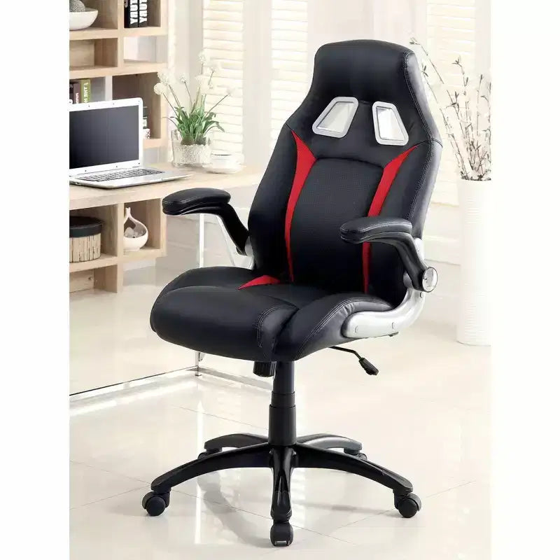 TUYOHW Silla de juego ergonómica ajustable, giratoria 360 grados con ruedas, silla de ordenador negra/roja para oficina y hogar, silla de ocio versátil