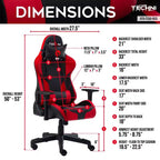Silla de juego ergonómica ajustable TUYOHW, sillas de oficina giratorias 360° con reposacabezas y cojín lumbar, silla reclinable de 90-150° para oficina y hogar, 113 kg máx., rojo