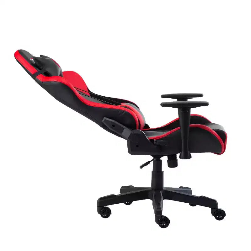Silla de juego ergonómica ajustable TUYOHW, sillas de oficina giratorias 360° con reposacabezas y cojín lumbar, silla reclinable de 90-150° para oficina y hogar, 113 kg máx., rojo