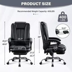 Sillón de masaje TUYOHW, silla ejecutiva para oficina, silla de oficina ergonómica giratoria 360 con reposapiés, silla reclinable para ordenador con altura ajustable, negra