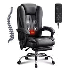 Sillón de masaje TUYOHW, silla ejecutiva para oficina, silla de oficina ergonómica giratoria 360 con reposapiés, silla reclinable para ordenador con altura ajustable, negra