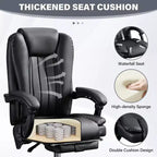 Sillón de masaje TUYOHW, silla ejecutiva para oficina, silla de oficina ergonómica giratoria 360 con reposapiés, silla reclinable para ordenador con altura ajustable, negra