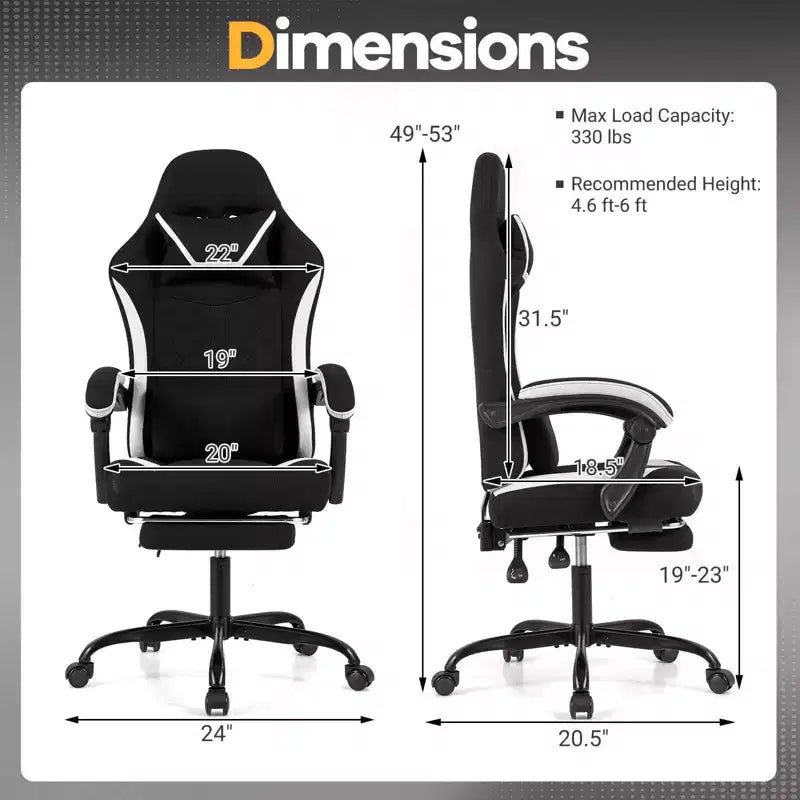 Silla Gaming Costway con reposacabezas, soporte lumbar, reposabrazos articulados, respaldo reclinable