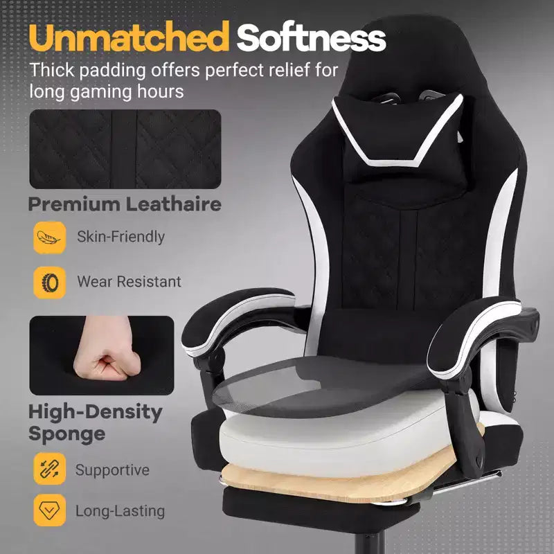 Silla Gaming Costway con reposacabezas, soporte lumbar, reposabrazos articulados, respaldo reclinable