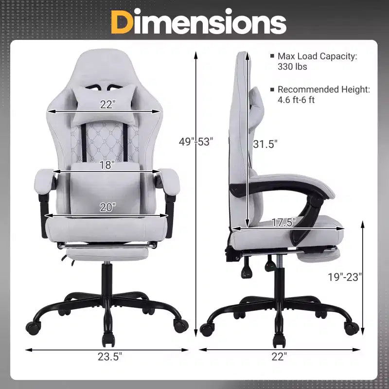 Silla de Ordenador Costway Regulable en Altura con Reposacabezas, Soporte Lumbar, Reposabrazos de Enlace Negro/Gris