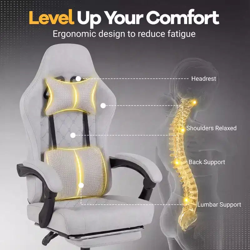 Silla de Ordenador Costway Regulable en Altura con Reposacabezas, Soporte Lumbar, Reposabrazos de Enlace Negro/Gris