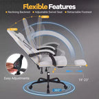 Silla de Ordenador Costway Regulable en Altura con Reposacabezas, Soporte Lumbar, Reposabrazos de Enlace Negro/Gris