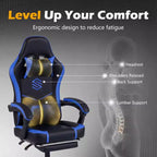 Silla Gaming Costway con reposacabezas, soporte lumbar, reposabrazos de unión y respaldo reclinable, blanco y negro/azul marino y negro