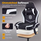 Silla Gaming Costway con reposacabezas, soporte lumbar, reposabrazos de unión y respaldo reclinable, blanco y negro/azul marino y negro