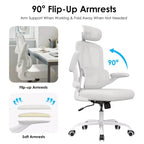 Silla de oficina ergonómica de malla TUYOHW con soporte lumbar ajustable, reposacabezas y reposabrazos abatibles, silla de escritorio para oficina en casa para estudio, sala de juegos