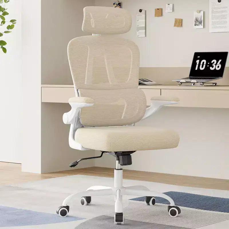 Silla de oficina ergonómica de malla TUYOHW con soporte lumbar ajustable, reposacabezas y reposabrazos abatibles, silla de escritorio para oficina en casa para estudio, sala de juegos