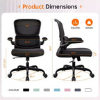 Silla cómoda de malla transpirable KERDOM con soporte lumbar, con reposabrazos abatibles, silla gaming para oficina en casa