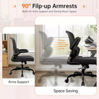 Silla cómoda de malla transpirable KERDOM con soporte lumbar, con reposabrazos abatibles, silla gaming para oficina en casa
