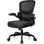 Silla cómoda de malla transpirable KERDOM con soporte lumbar, con reposabrazos abatibles, silla gaming para oficina en casa