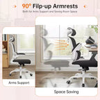 Silla cómoda de malla transpirable KERDOM con soporte lumbar, con reposabrazos abatibles, silla gaming para oficina en casa