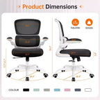 Silla cómoda de malla transpirable KERDOM con soporte lumbar, con reposabrazos abatibles, silla gaming para oficina en casa