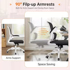 Silla cómoda de malla transpirable KERDOM con soporte lumbar, con reposabrazos abatibles, silla gaming para oficina en casa