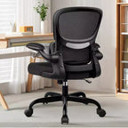 Silla cómoda de malla transpirable KERDOM con soporte lumbar, con reposabrazos abatibles, silla gaming para oficina en casa