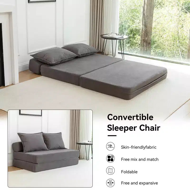 Sofá cama plegable, sillón reclinable con almohada, colchón de suelo, sofá de suelo con respaldo para sala de estar, dormitorio, habitación de invitados, oficina en casa, tamaño individual