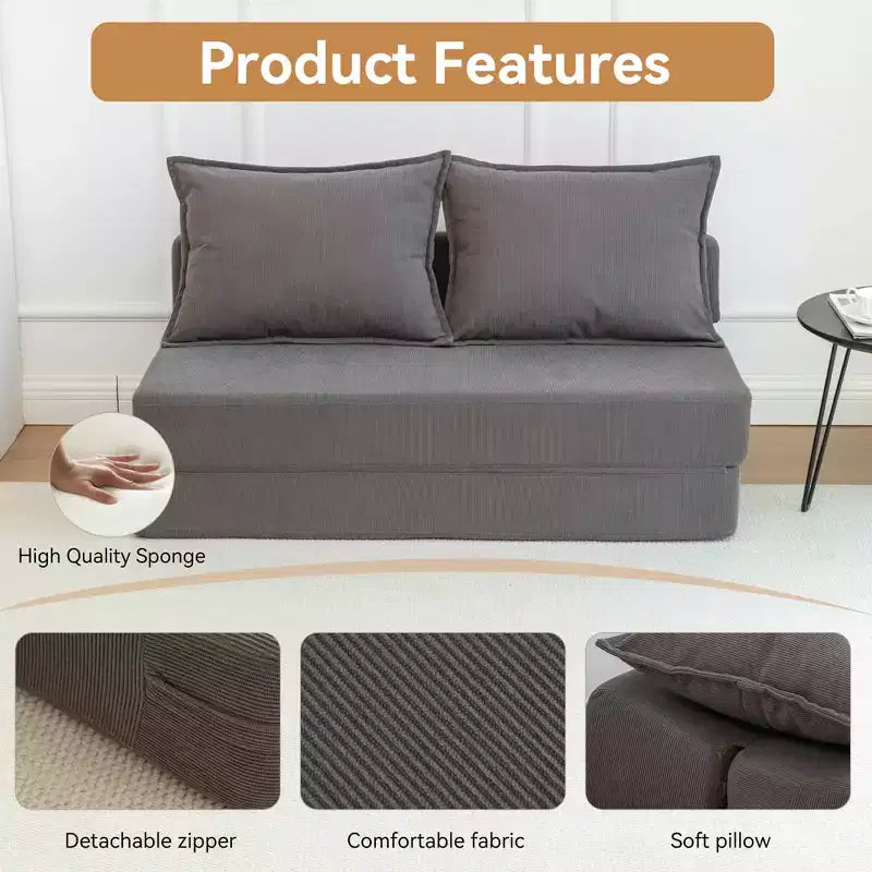 Sofá cama plegable, sillón reclinable con almohada, colchón de suelo, sofá de suelo con respaldo para sala de estar, dormitorio, habitación de invitados, oficina en casa, tamaño individual