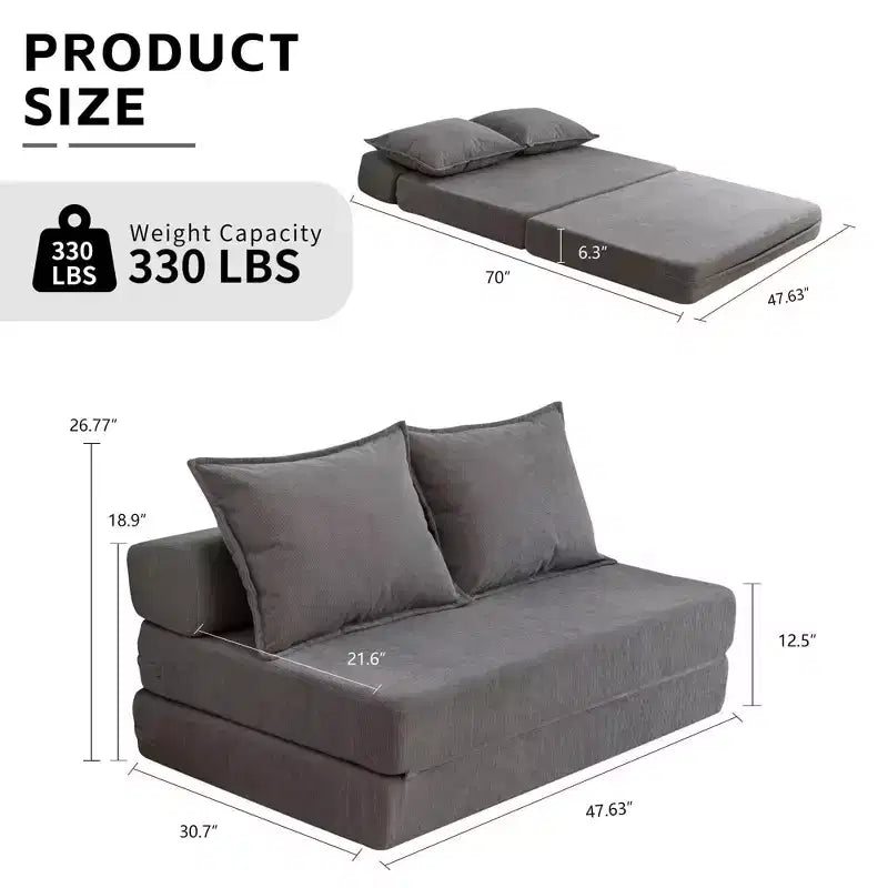Sofá cama plegable, sillón reclinable con almohada, colchón de suelo, sofá de suelo con respaldo para sala de estar, dormitorio, habitación de invitados, oficina en casa, tamaño individual