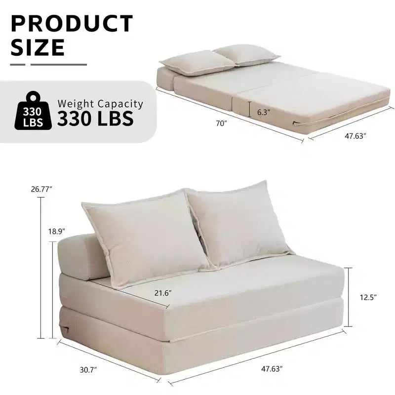 Sofá cama plegable, sillón reclinable con almohada, colchón de suelo, sofá de suelo con respaldo para sala de estar, dormitorio, habitación de invitados, oficina en casa, tamaño individual
