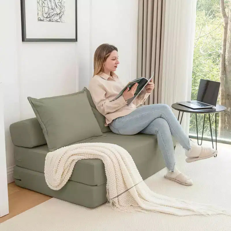 Sofá cama plegable, sillón reclinable con almohada, colchón de suelo, sofá de suelo con respaldo para sala de estar, dormitorio, habitación de invitados, oficina en casa, tamaño individual