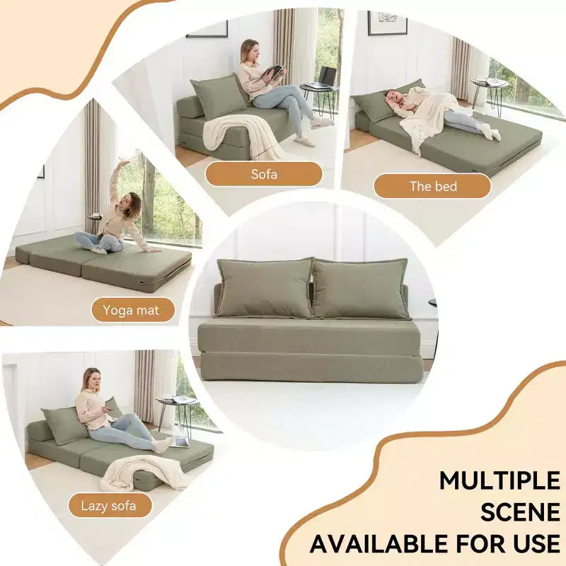 Sofá cama plegable, sillón reclinable con almohada, colchón de suelo, sofá de suelo con respaldo para sala de estar, dormitorio, habitación de invitados, oficina en casa, tamaño individual