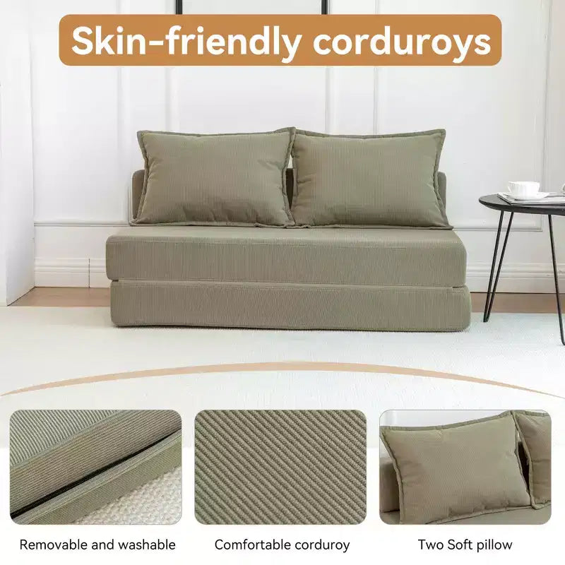 Sofá cama plegable, sillón reclinable con almohada, colchón de suelo, sofá de suelo con respaldo para sala de estar, dormitorio, habitación de invitados, oficina en casa, tamaño individual