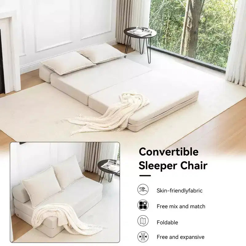 Sofá cama plegable, sillón reclinable con almohada, colchón de suelo, sofá de suelo con respaldo para sala de estar, dormitorio, habitación de invitados, oficina en casa, tamaño individual