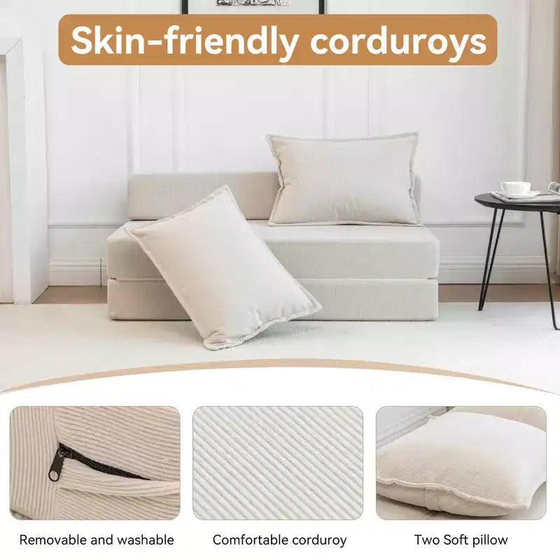 Sofá cama plegable, sillón reclinable con almohada, colchón de suelo, sofá de suelo con respaldo para sala de estar, dormitorio, habitación de invitados, oficina en casa, tamaño individual