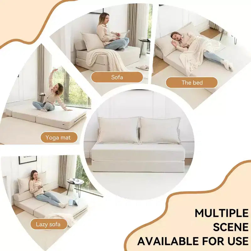Sofá cama plegable, sillón reclinable con almohada, colchón de suelo, sofá de suelo con respaldo para sala de estar, dormitorio, habitación de invitados, oficina en casa, tamaño individual