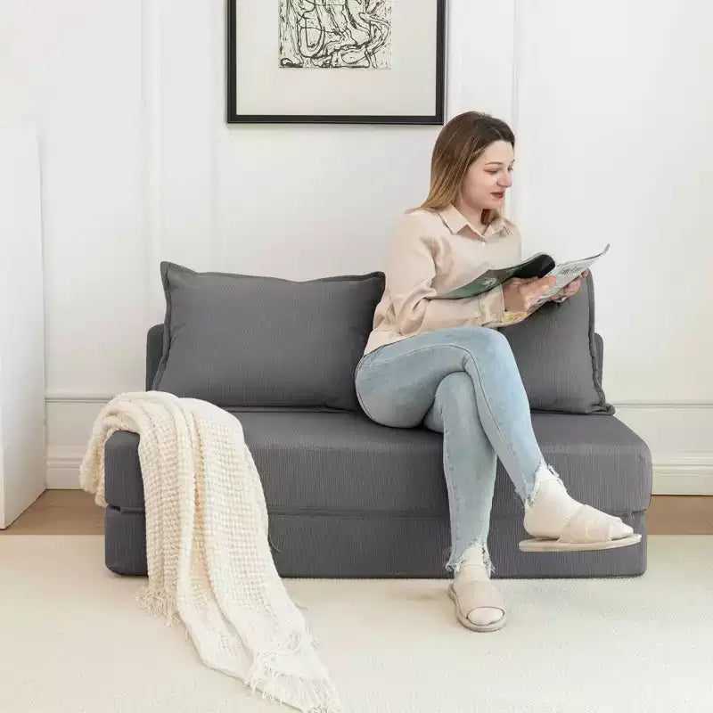 Sofá cama plegable, sillón reclinable con almohada, colchón de suelo, sofá de suelo con respaldo para sala de estar, dormitorio, habitación de invitados, oficina en casa, tamaño individual