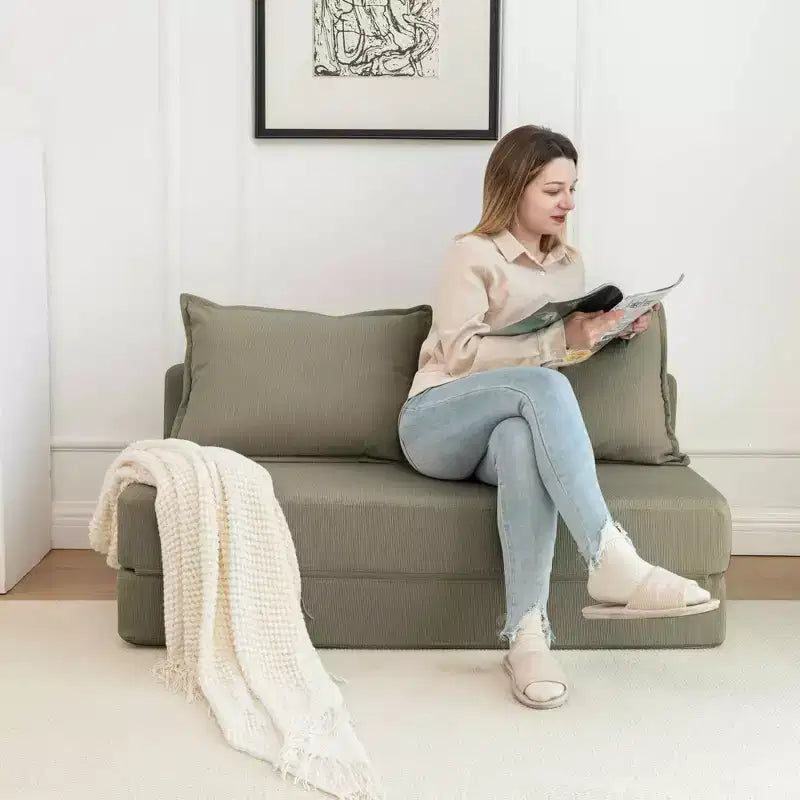 Sofá cama plegable, sillón reclinable con almohada, colchón de suelo, sofá de suelo con respaldo para sala de estar, dormitorio, habitación de invitados, oficina en casa, tamaño individual