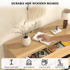 Cómoda de 6 cajones, 47 pulgadas de ancho, cómoda moderna, cómoda organizadora de cajones de mediados de siglo para dormitorio, sala de estar, pasillo