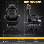 BALHAM TRADE-Sillón de oficina de lujo para videojuegos con respaldo alto, reposapiés, masaje, soporte lumbar y reclinable