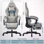 BALHAM TRADE-Sillón para ordenador con reposacabezas, reposapiés, soporte lumbar ajustable, y reposabrazos con unión sincronizada para personas grandes y altas