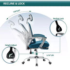 Silla de oficina ergonómica TUYOHW con reposapiés retráctil, silla gaming con cojín de apoyo lumbar y reposabrazos acolchados, silla giratoria para oficina