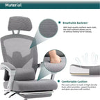 Silla de oficina ergonómica TUYOHW con reposapiés retráctil, silla gaming con cojín de apoyo lumbar y reposabrazos acolchados, silla giratoria para oficina