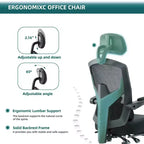 Silla de oficina ergonómica TUYOHW con reposapiés retráctil, silla gaming con cojín de apoyo lumbar y reposabrazos acolchados, silla giratoria para oficina