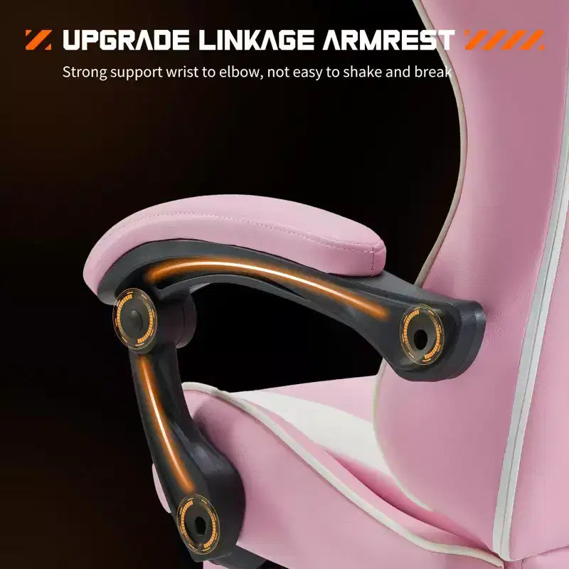 Silla de oficina ergonómica TUYOHW con reposapiés, reclinable de cuero PU con reposacabezas y reposabrazos fijos, silla de ordenador para estudio, oficina