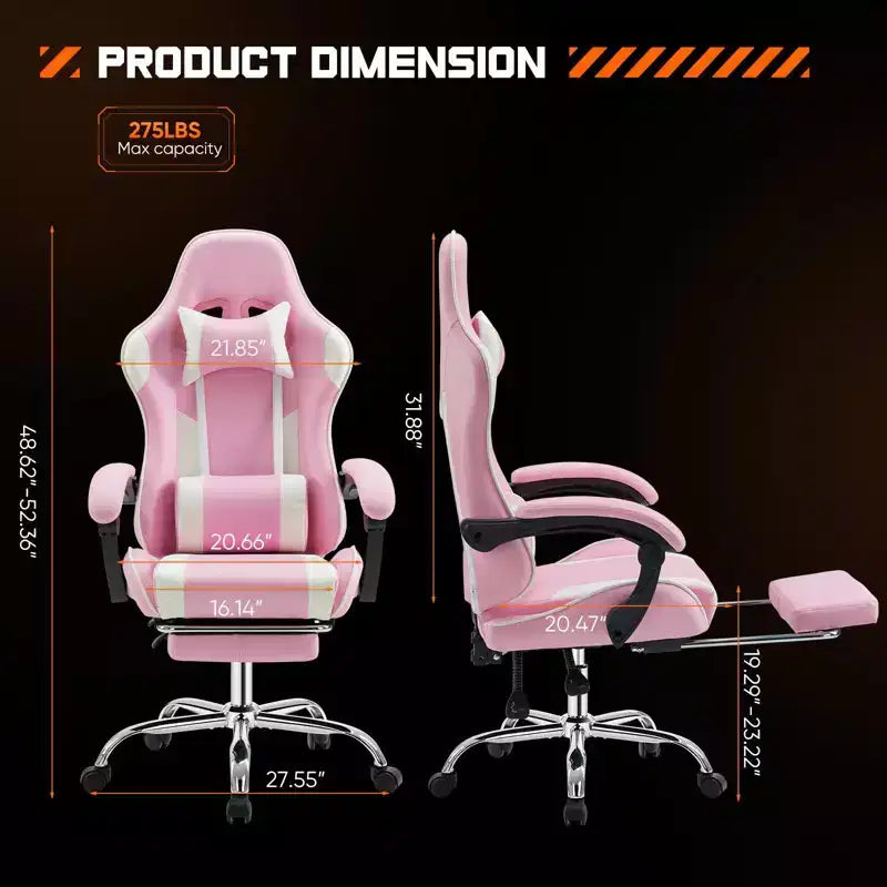 Silla de oficina ergonómica TUYOHW con reposapiés, reclinable de cuero PU con reposacabezas y reposabrazos fijos, silla de ordenador para estudio, oficina