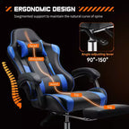 Silla de oficina ergonómica TUYOHW con reposapiés, reclinable de cuero PU con reposacabezas y reposabrazos fijos, silla de ordenador para estudio, oficina