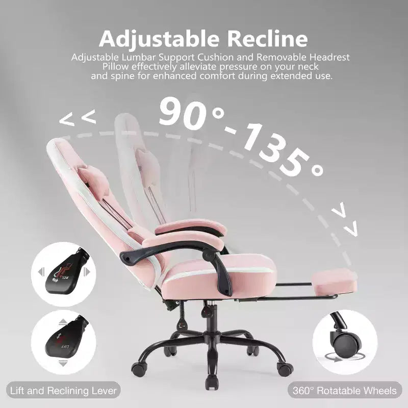 Silla de oficina ergonómica TUYOHW con reposabrazos acolchado, silla gaming con soporte lumbar, silla giratoria con ruedas para casa y oficina