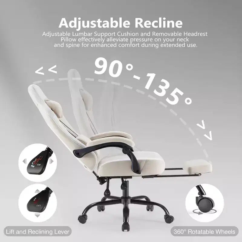 Silla de oficina ergonómica TUYOHW con reposabrazos acolchado, silla gaming con soporte lumbar, silla giratoria con ruedas para casa y oficina